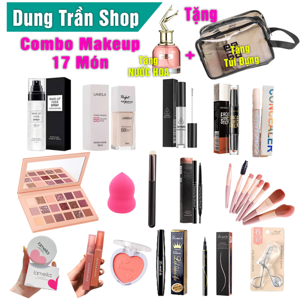Combo MakeUp 21 Món Đầy Đủ &ComBo 17 Món Đầy Đủ Với Nhiều Phần Qùa Kèm Theo - Dung Trần Mew