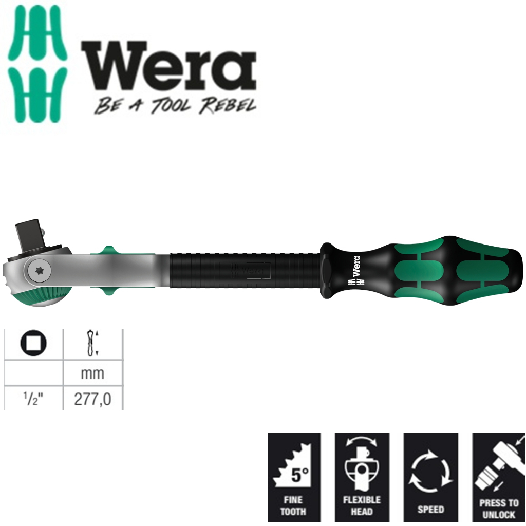 Tay vặn tròng cóc 1/2" Wera 05003600001 8000 C Zyklop Speed Ratchet