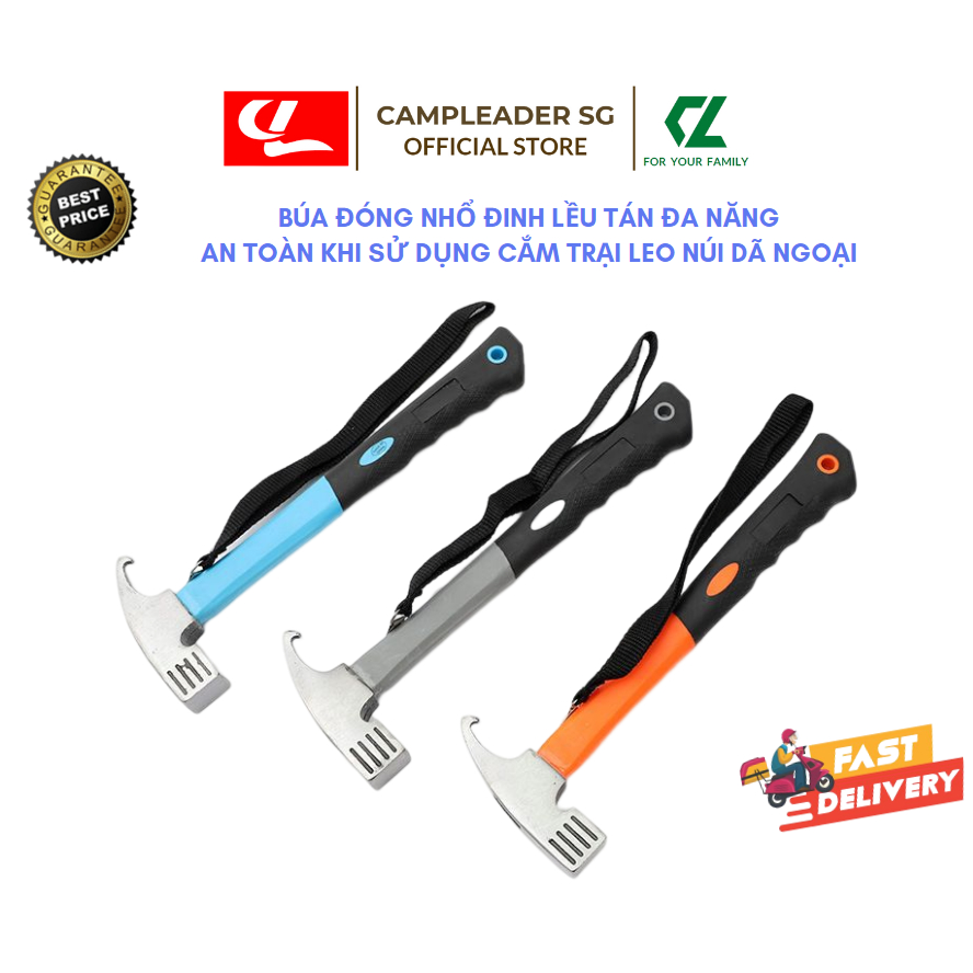 Búa đóng nhổ đinh cọc neo Lều trụ tán chuyên dụng đa năng an toàn khi sử dụng cắm trại leo núi dã ngoại - Campleader SG