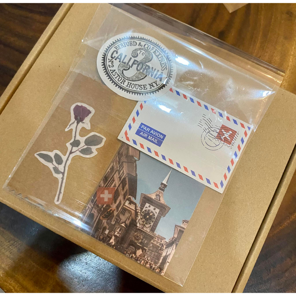 Set phụ kiện 5 stickers trang trí hộp quà vintage đồng giá