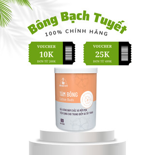 Tăm bông người lớn Bông Bạch Tuyết hộp tròn 80 que