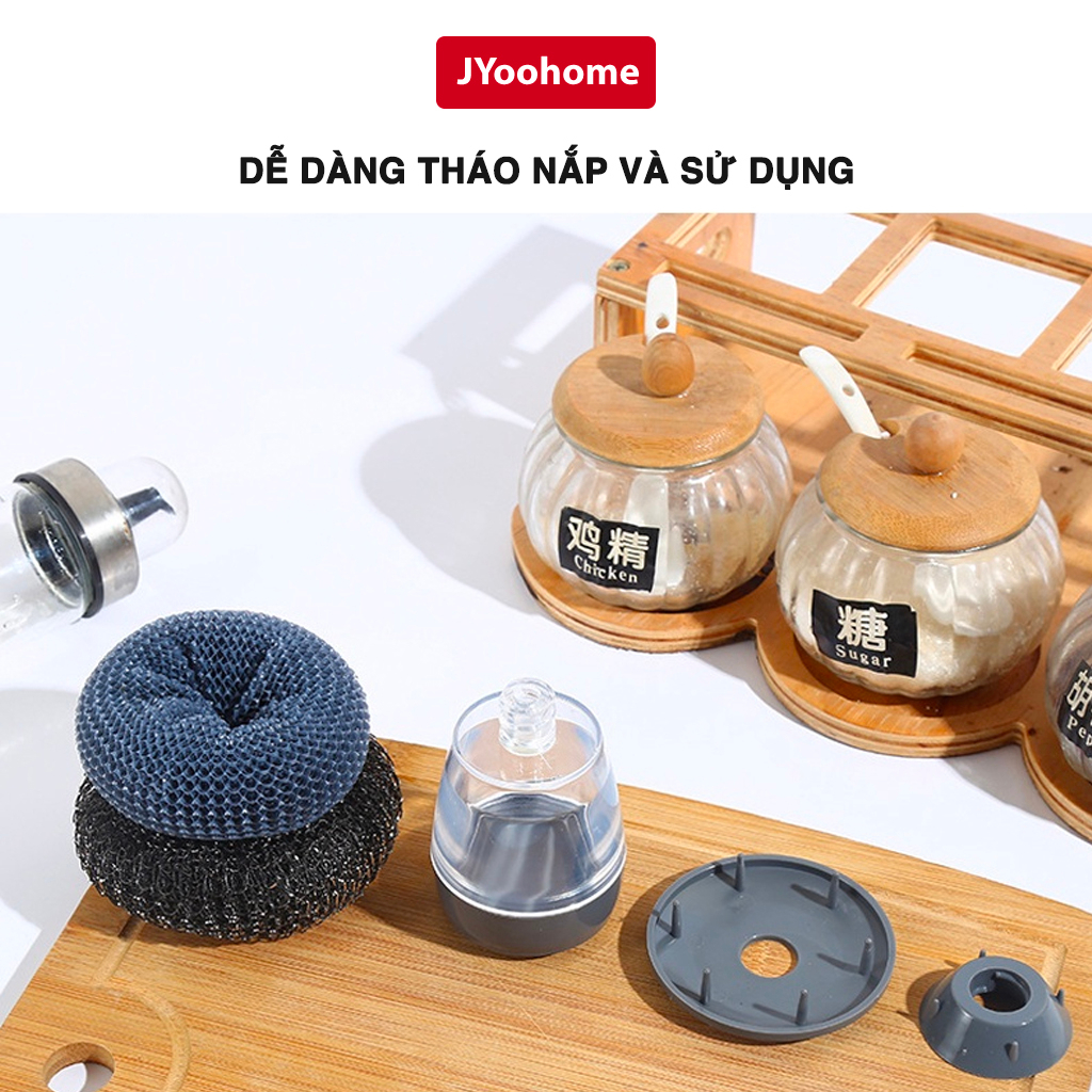 Dụng Cụ Cọ Rửa Chén Bát Xoong Nồi Bếp Ăn JYoohome Có Bình Đựng Xà Phòng Bàn Chải Nhà Bếp Đa Năng