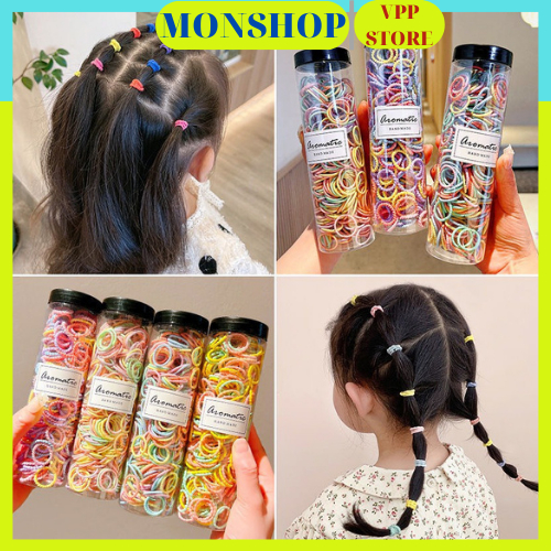 Hộp 300 Dây Buộc Tóc Nhiều Màu Siêu Dễ Thương Cho Bé Gái