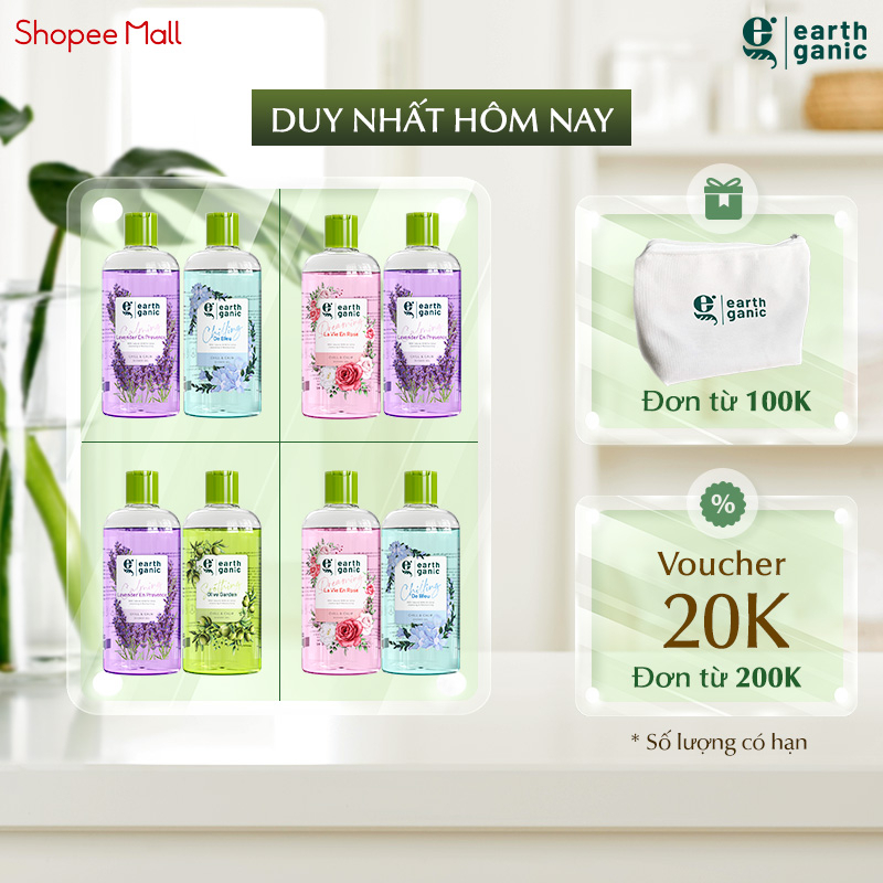 Combo 2 Sữa Tắm Dưỡng Ẩm Làm Sạch Sâu chứa AHA từ Trái Cây Earthganic 500ml x2