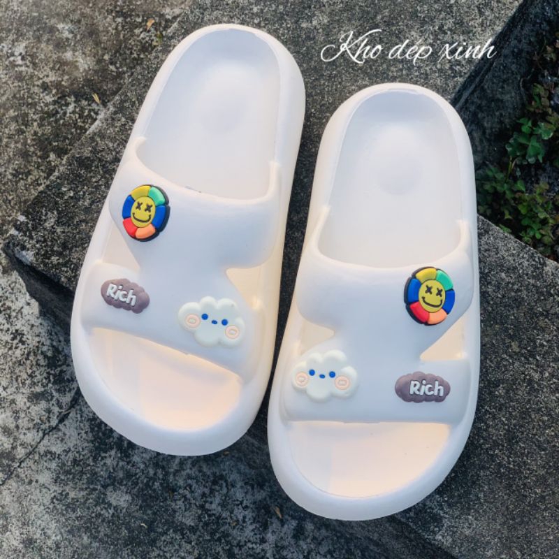 Dép bánh mỳ , Dép quai nang chéo Gắn kèm Sticker