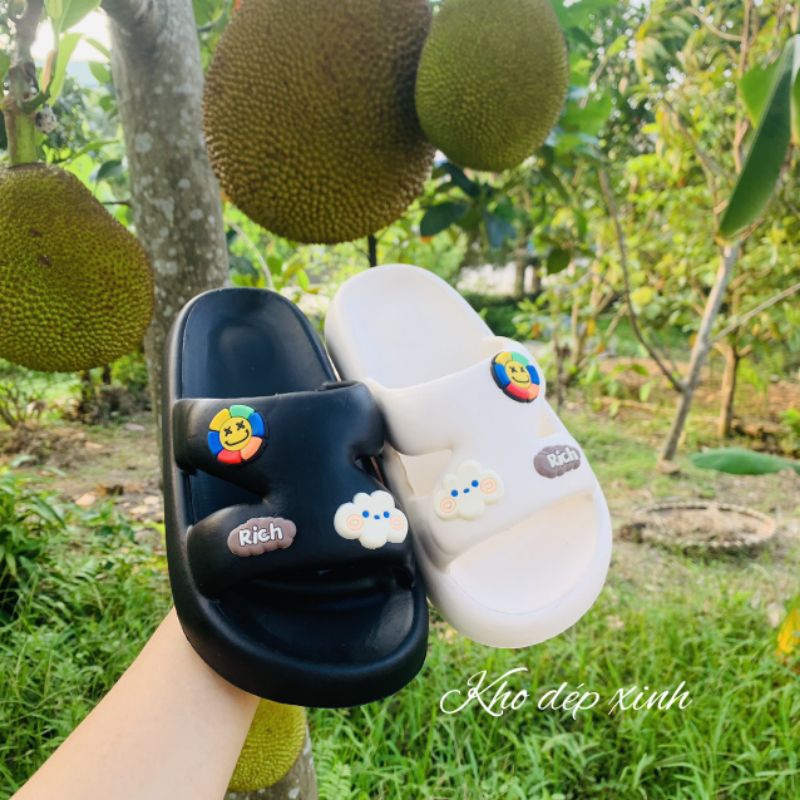 Dép bánh mỳ , Dép quai nang chéo Gắn kèm Sticker