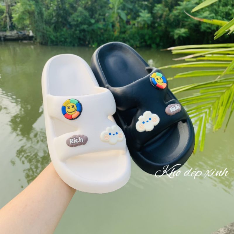 Dép bánh mỳ , Dép quai nang chéo Gắn kèm Sticker
