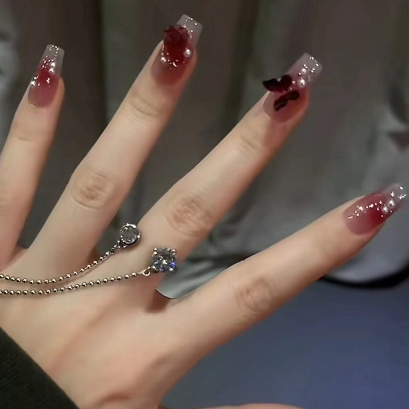 Set 24 móng tay giả dài đính đá