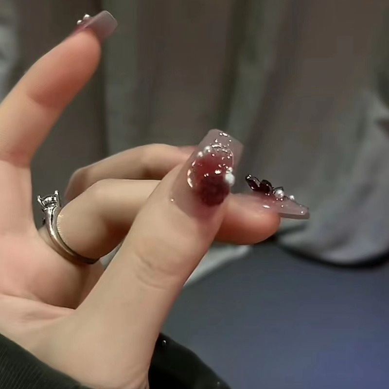 Set 24 móng tay giả dài đính đá