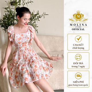 Đầm Hoa Mini Tay Cánh Tiên Form Ngắn, Có Lót Quần Bên Trong Thiết Kế Molina
