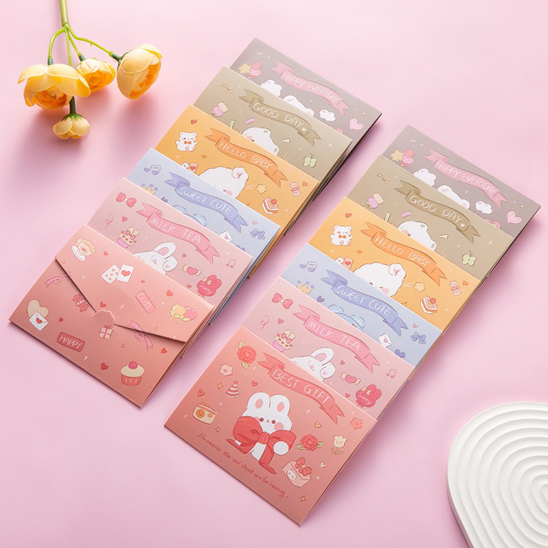 Thiệp gấp bao thư mini hình gấu cute, Sanrio siêu dễ thương không kèm bao thư