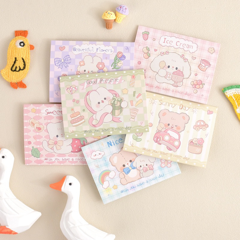 Thiệp gấp bao thư mini hình gấu cute, Sanrio siêu dễ thương không kèm bao thư