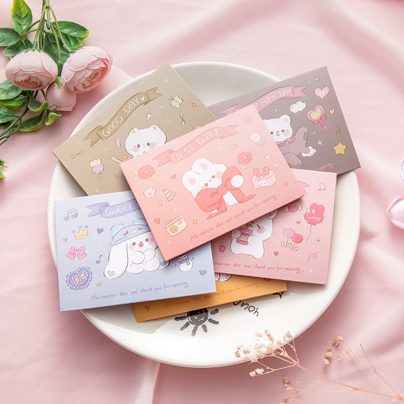 Thiệp gấp bao thư mini hình gấu cute, Sanrio siêu dễ thương không kèm bao thư