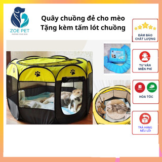 Quây Chuồng Đẻ, Ổ Đẻ Cho Chó Mèo Có Thể Gấp Gọn (tặng tấm lót chuồng)