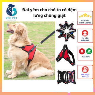 Đai Yếm dắt chó lớn , Dây dắt cho chó đi dạo có đệm lưng ngực chống giật, nhiều size