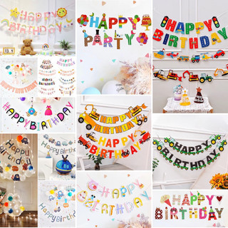 Dây chữ Happy Birthday (vải nỉ, giấy ép kim) trang trí sinh nhật, party, thôi nôi cho bé và người lớn