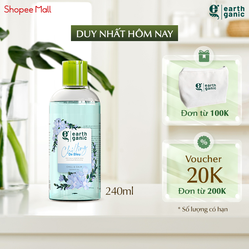 Sữa Tắm Dưỡng Ẩm Earthganic chứa AHA Hương Hoa Lan Nam Phi Cấp Ẩm Làm Sạch Sâu Với 240ml