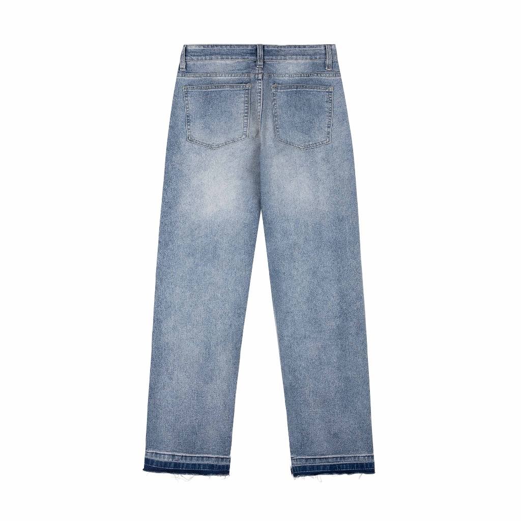 𝗙𝗟𝗔𝗠𝗘 𝗦𝗧𝗥𝗔𝗜𝗚𝗛𝗧 𝗗𝗘𝗡𝗜𝗠  - QUẦN JEANS XANH TRƠN ỐNG SUÔNG FORM REGULAR FIT