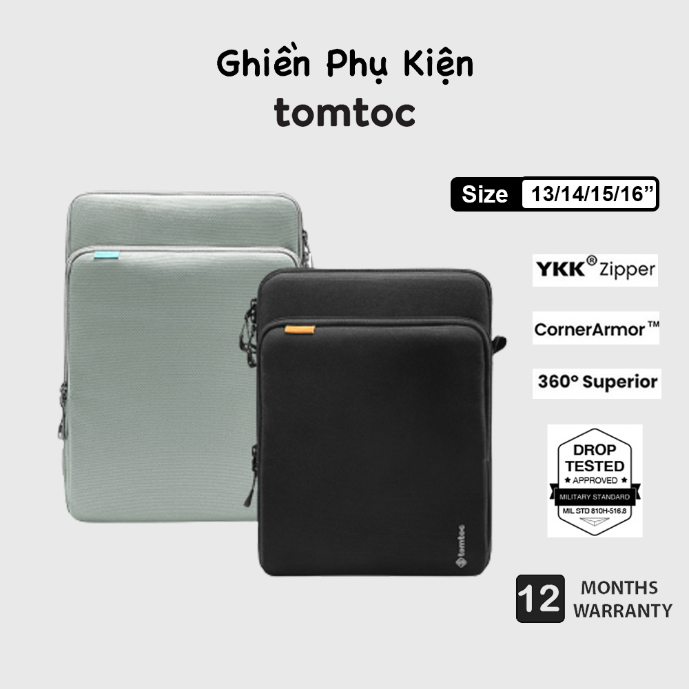Túi Chống Sốc Tomtoc 360° Protection Premium Dành Cho Macbook M1/M2 13/14/15/16inch