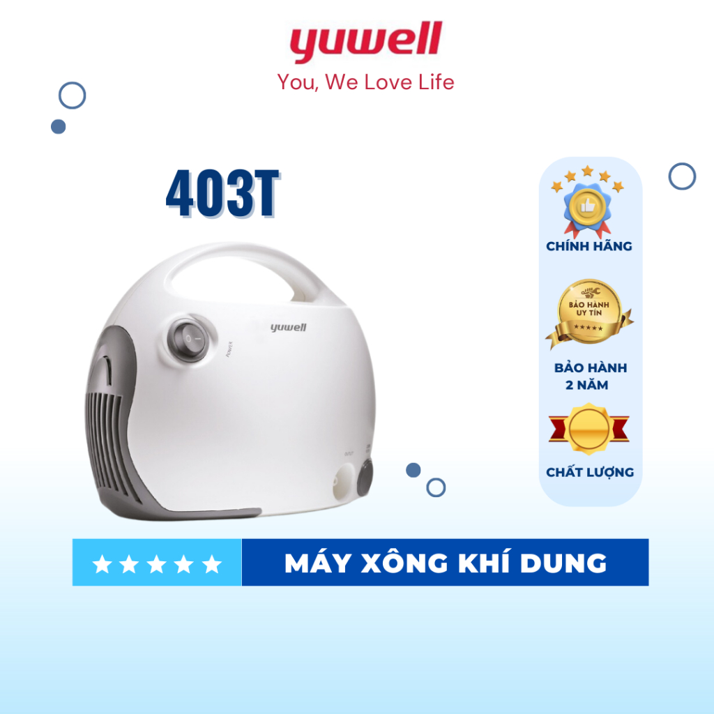 Máy xông khí dung nén khí Yuwell 403T giúp xông mũi họng hiệu quả chính hãng