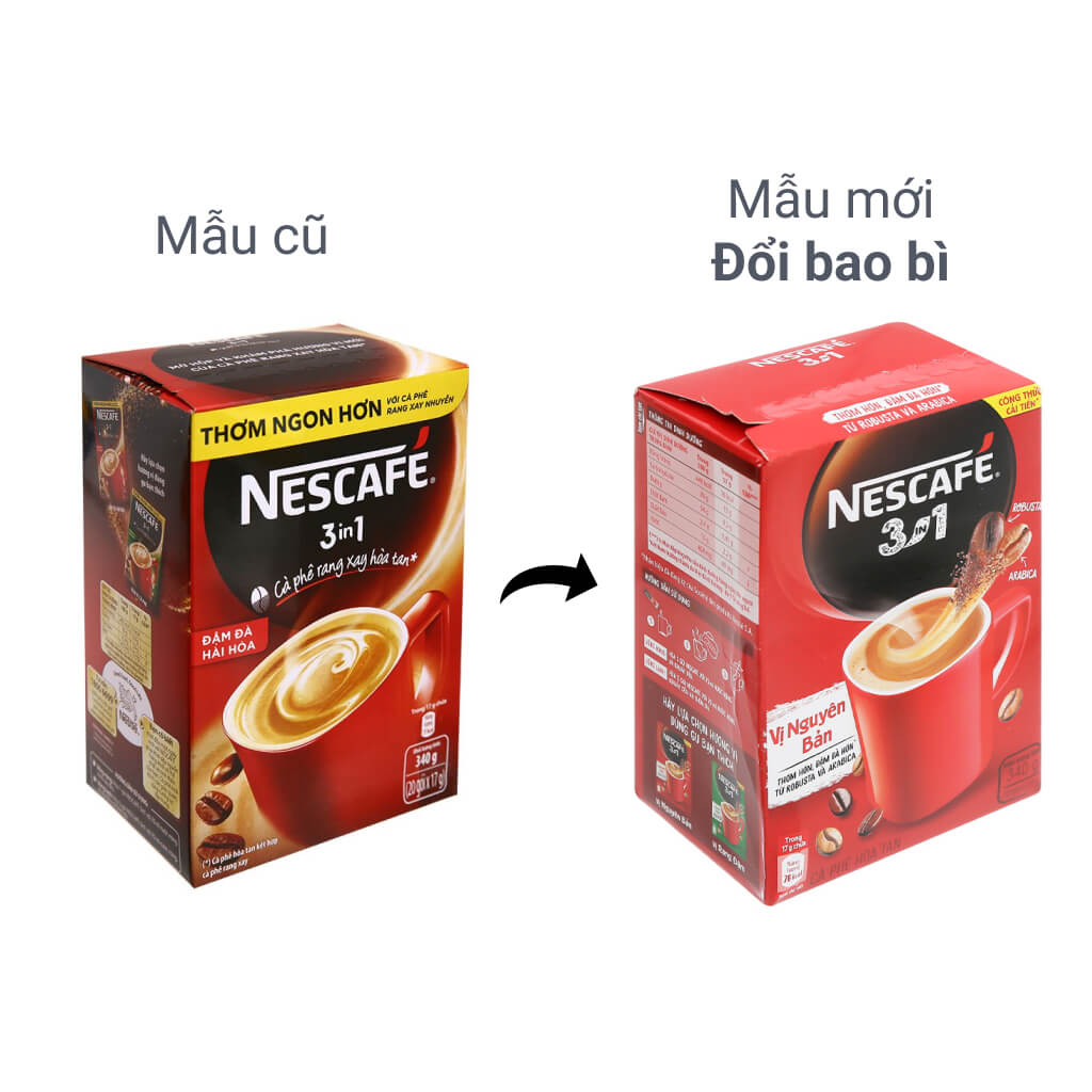 Cà phê sữa hòa tan Nescafe (hộp 12 gói x 17gr)/(hộp 20 gói x 17gr)