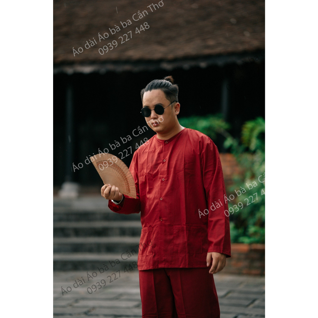 Bộ áo bà nam truyền thống đỏ đô - Có bộ bà ba Bigsize- may sỉ bà ba toàn quốc - May bộ bà ba theo yêu cầu