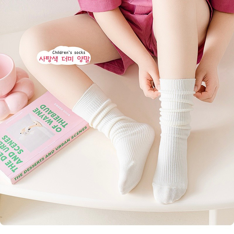 Set 4 đôi tất gân cổ cao cho bé màu trơn nhiều màu cho bé