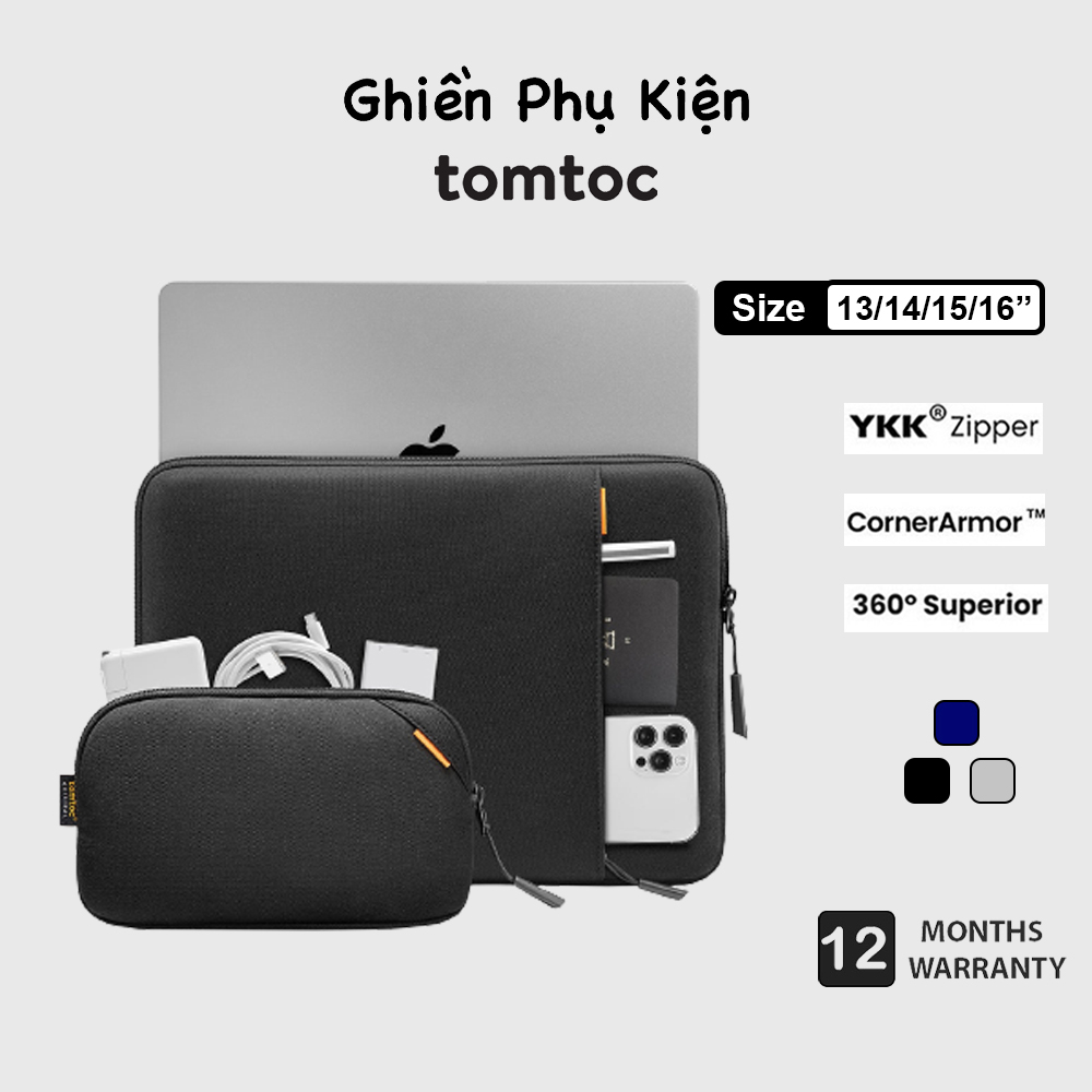 Túi Chống Sốc Tomtoc USA 360 Protective Kèm Túi Phụ Kiện Dành Cho Macbook