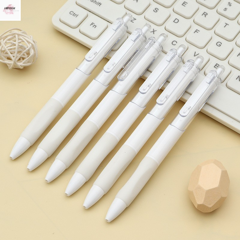 Bút gel bấm mực đen ngòi 0.5mm viết trơn - Bút bi nước bấm trong suốt - bút gel bấm cute - văn phòng phẩm Hikoma