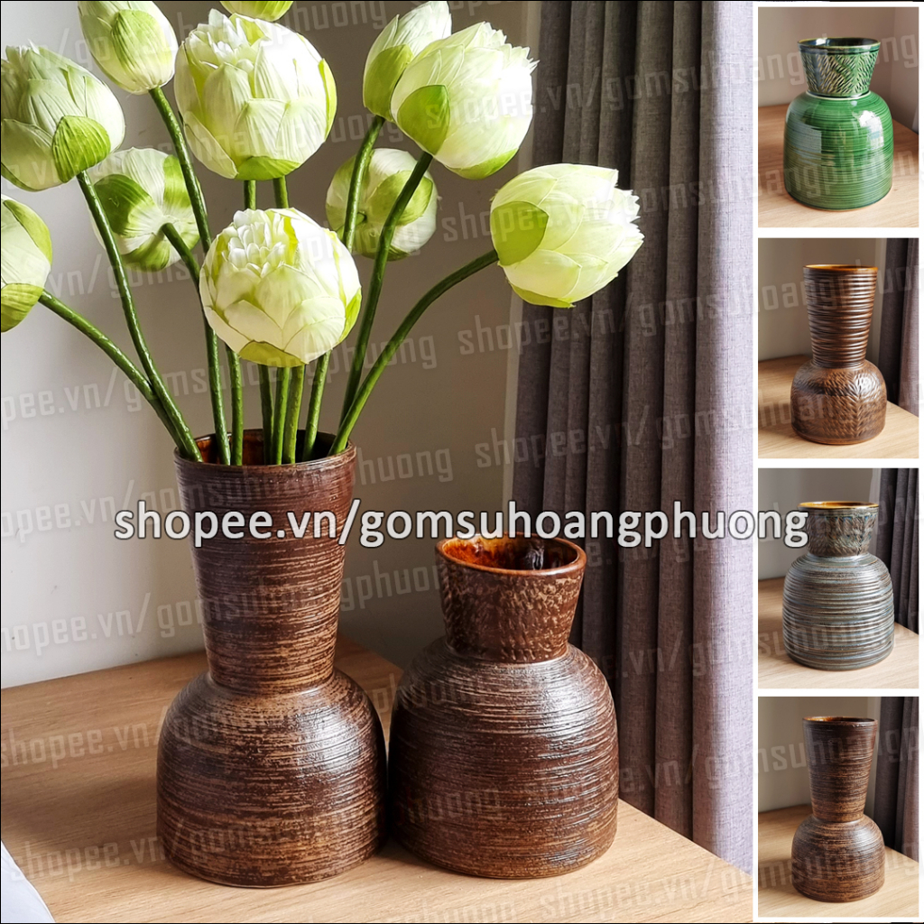 Lọ hoa gốm sứ men hoả biến dáng đầm - Bát Tràng