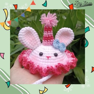 Nón sinh nhật Thỏ trắng bằng len handmade, happy birthday