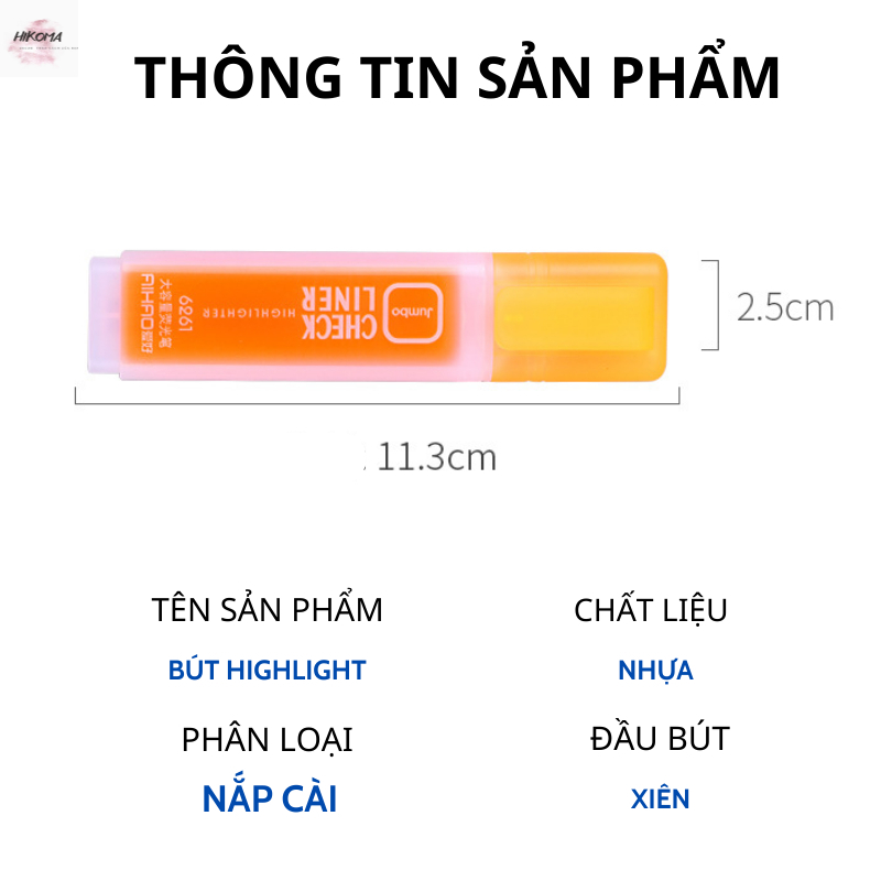 Bút highlight pastel văn phòng phẩm Hikoma - bút dạ quang cao cấp - bút đánh dấu highlight