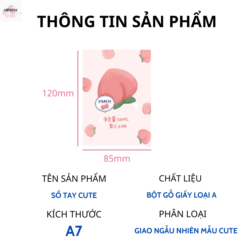 Sổ tay ghi chép a7 siêu cute 32 trang văn phòng phẩm Hikoma - sổ tay mini học sinh đồ dùng học tập giá rẻ