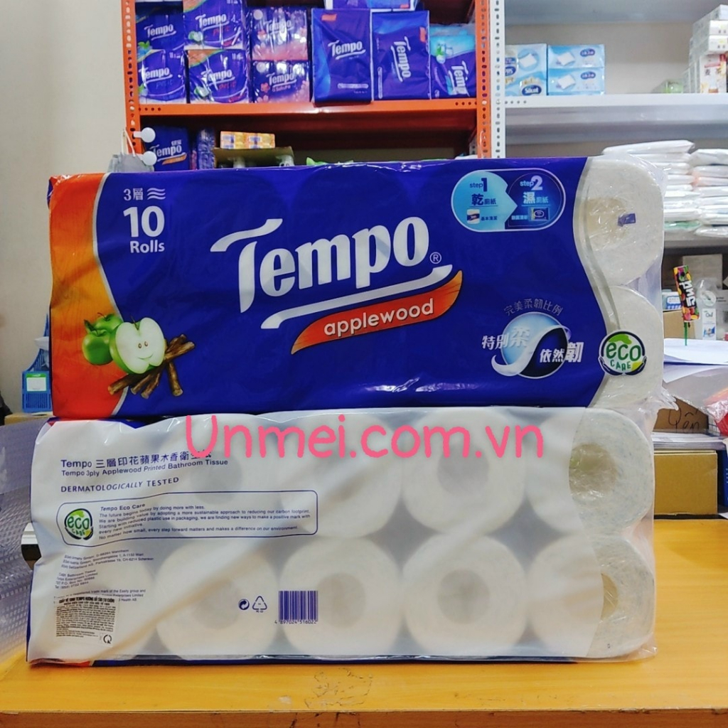 [MUA 1 LỐC TẶNG 1 GÓI GIẤY RÚT] Giấy vệ sinh cao cấp Tempo Toipa - 3 lớp bền dai, an toàn cho da (Lốc 10 Cuộn)
