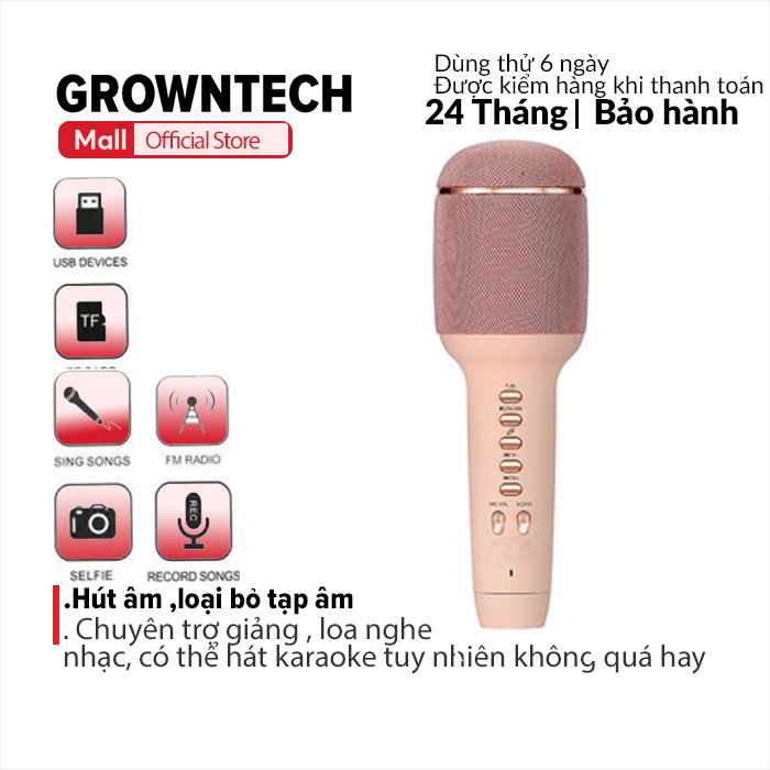 Loa dạy học kèm bluetooth không hát GrownTech không dây WS 900 cho ios androi bảo hành 24 tháng