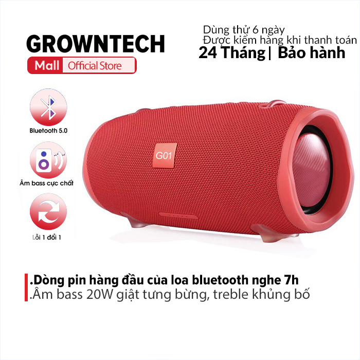 Loa nghe nhạc bluetooth bass mạnh GrownTech, dòng Charge 4 plus size đại blutooth không dây đa năng