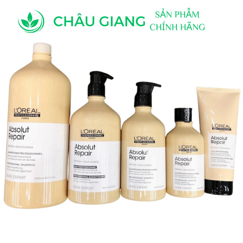 Kèm vòi - Dầu gội phục hồi tóc hư tổn L'OREAL SERIE EXPERT GOLD QUINOA + PROTEIN ABSOLUT REPAIR SHAMPOO