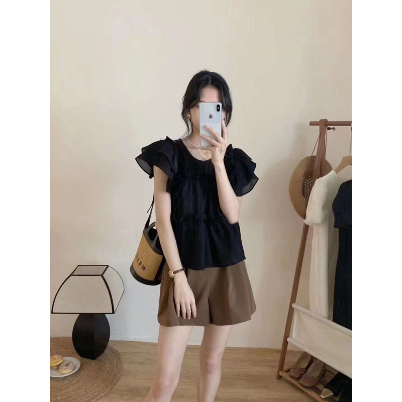 Áo voan tơ mỏng tay bèo hàng QC