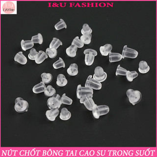 Combo 2 chiếc nút silicone chốt bông tai khuyên tai trong suốt mềm chống dị ứng chốt chặn chống rơi bịt bông tai kt-183