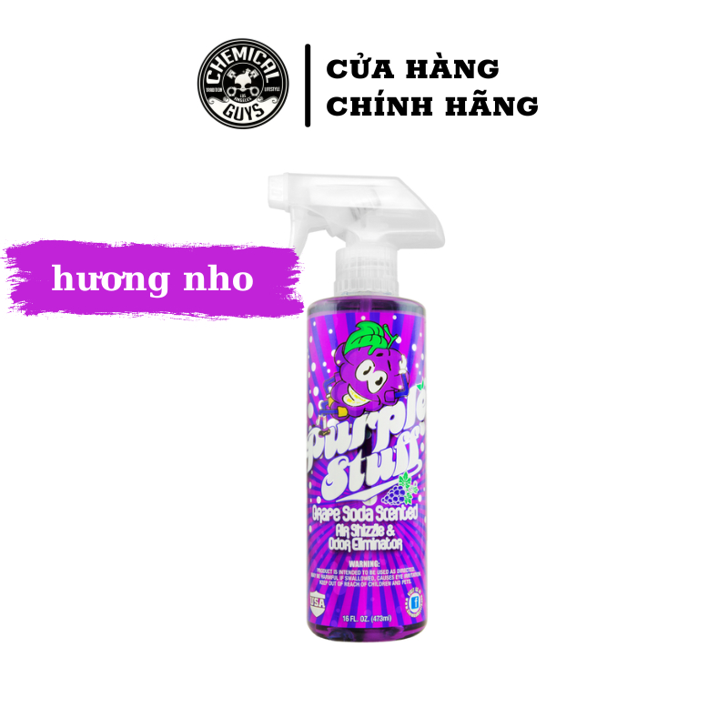 Chai xịt thơm hương Nho sảng khoái Chemical Guys Purple Stuff Grape Soda Air Freshener.