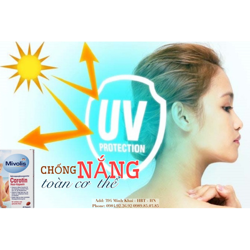 [HÀNG NỘI ĐỊA ĐỨC] VIÊN CHỐNG NẮNG CAROTIN MIVOLIS, BẢO VỆ DA TOÀN CƠ THỂ, CHỐNG LÃO HOÁ, NÁM, SẠM, HỘP 60 VIÊN, AN TOÀN | BigBuy360 - bigbuy360.vn