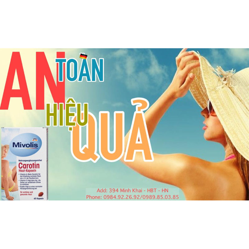 [HÀNG NỘI ĐỊA ĐỨC] VIÊN CHỐNG NẮNG CAROTIN MIVOLIS, BẢO VỆ DA TOÀN CƠ THỂ, CHỐNG LÃO HOÁ, NÁM, SẠM, HỘP 60 VIÊN, AN TOÀN | BigBuy360 - bigbuy360.vn