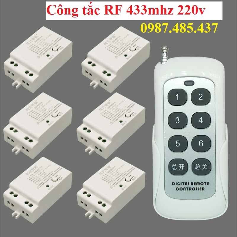 Công tắc điều khiển từ xa RF433mhz 220v điều khiển bằng công tắc dán tường, Remote 433