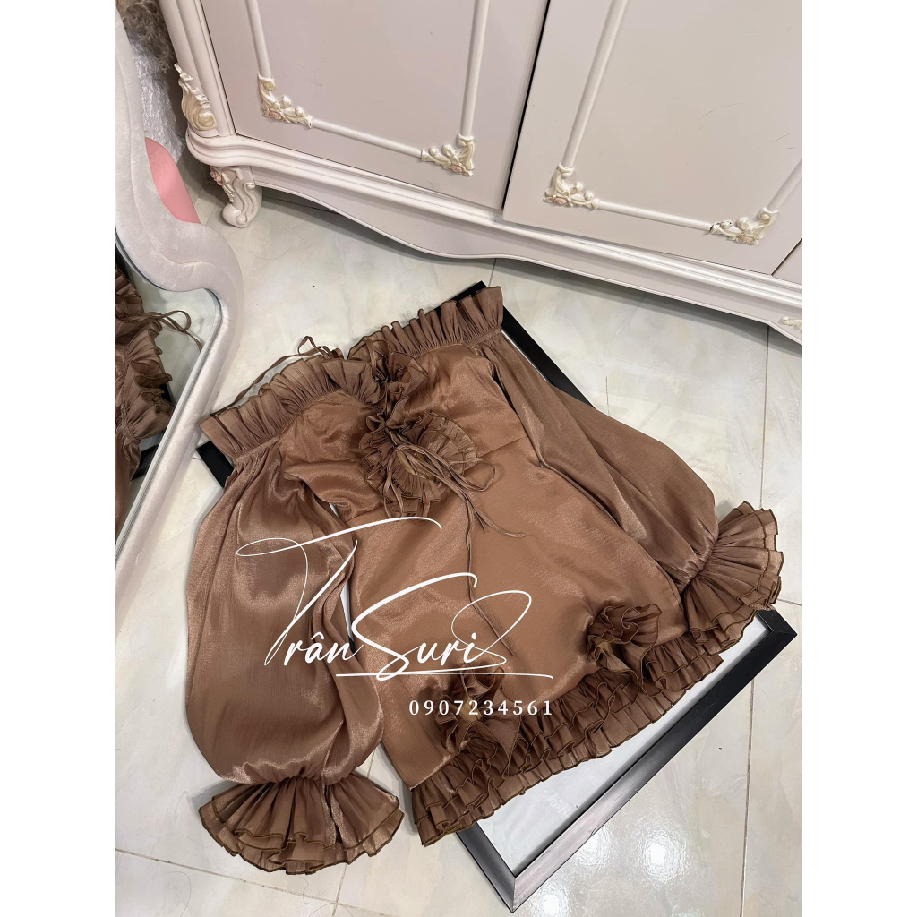 ĐẦM TRỄ VAI THIẾT KẾ BÈO 2 MÀU 🤎🤍