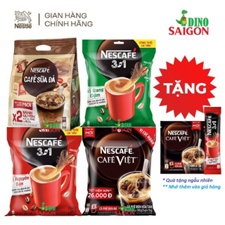 Cà Phê Nescafe 3in1 Các Vị Nguyên Bản, Rang Đậm, Kem sữa, Sữa Đá, Đen Đá + Tặng 1 gói nhỏ ngẫu nhiên