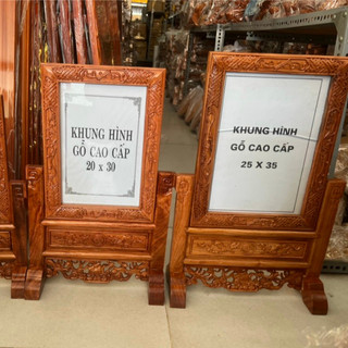 Khung ảnh thờ chạm khắc gỗ hương, Khung hình thờ gỗ cao cấp-Nhiều kích thước
