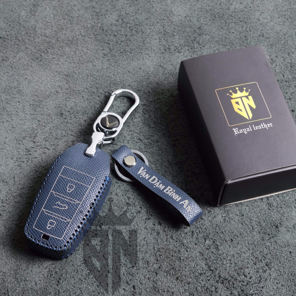 Bao da bọc ốp chìa khoá xe ô tô Vinfast VF5 xe điện handmade da thật 004