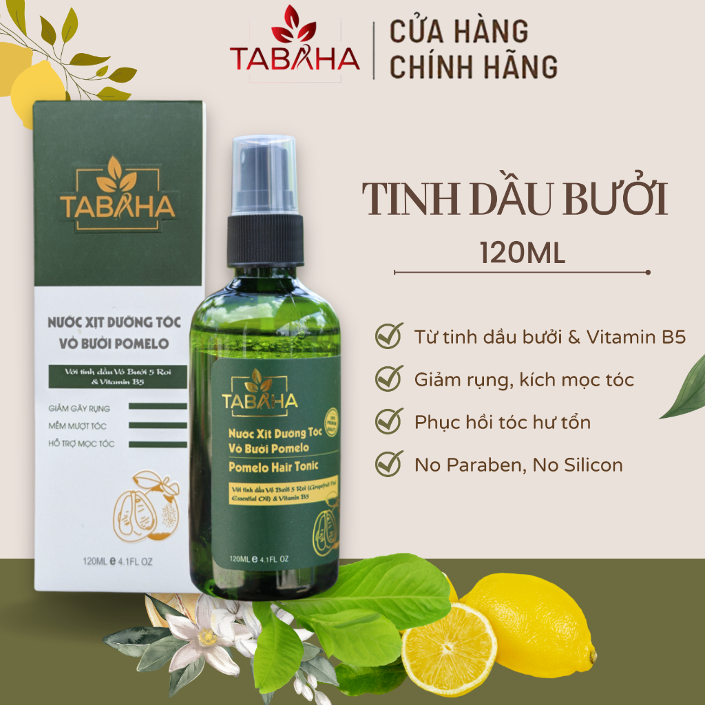 Xịt mọc tóc tinh dầu bưởi Tabaha mọc tóc dưỡng tóc dài nhanh 120ml