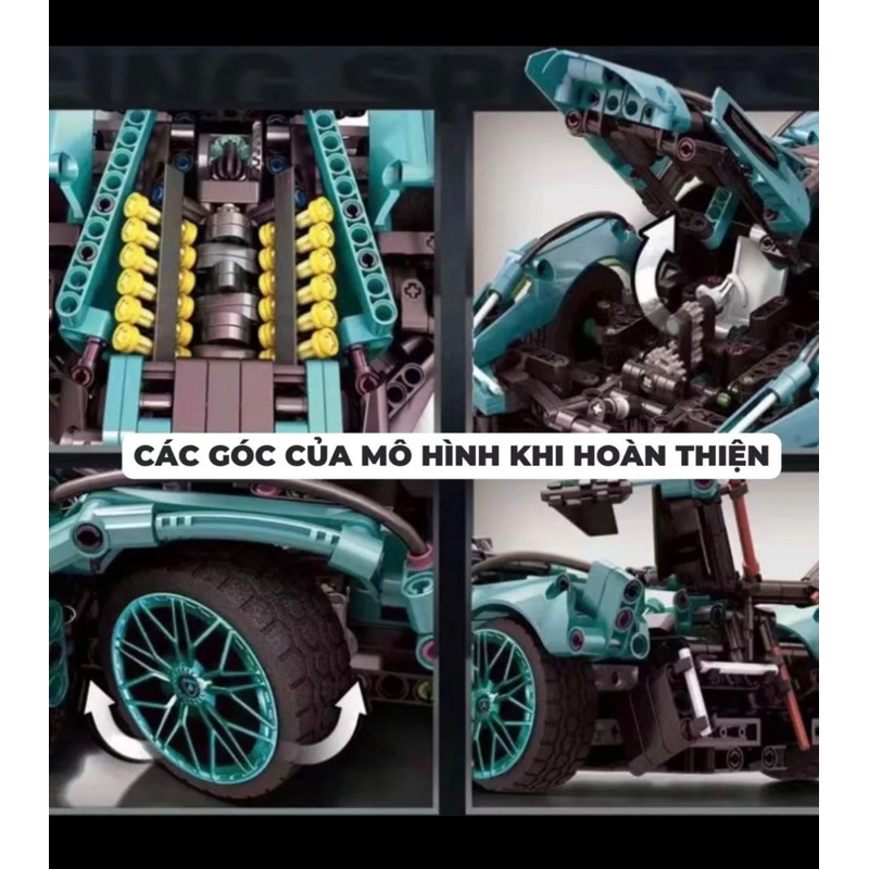 Mô hình lắp ráp Lambo V12 Blue mở cánh tỷ lệ 1:14