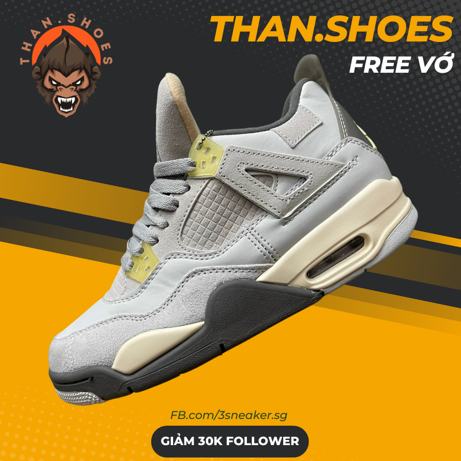 Giày Jordan 4 Retro SE Craft Photon Dust, JD4 Xám Da Lộn Cao Cấp - Than.Shoes